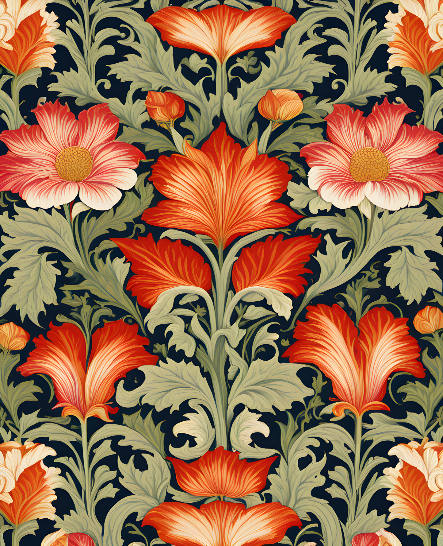 William Morris Style Collection PD (182) - Trent - Fabric Pattern - Van-Go Paint-By-Number Kit