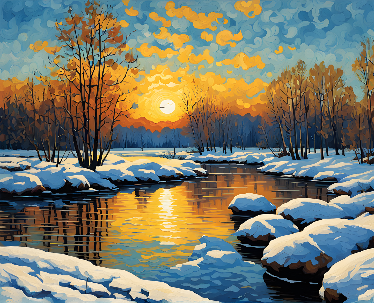 River in Snow PD (1) - Van-Go Paint-By-Number Kit
