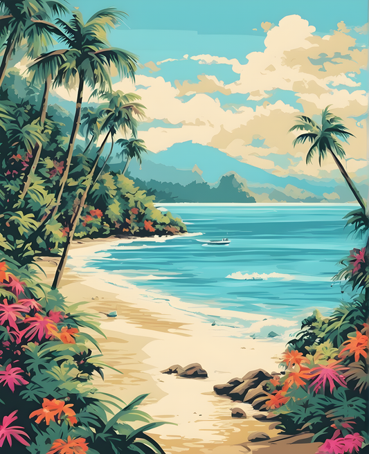 Tropic Island Beach - Van-Go Paint-By-Number