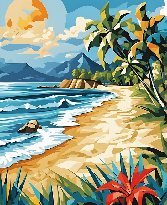 Tropical Beach - Van-Go Paint-By-Number Kit