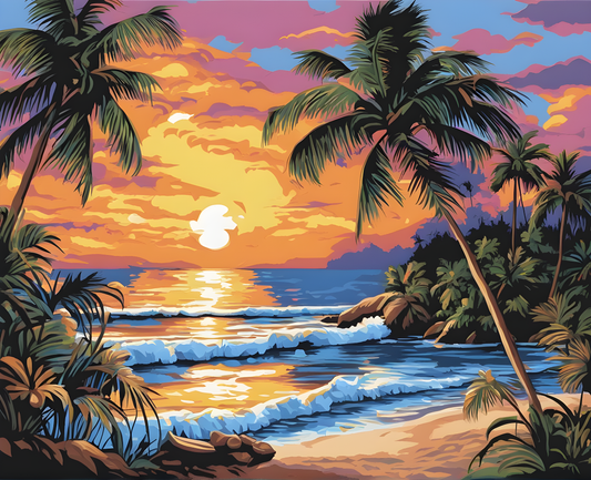 Sunset Collection OD (10) - Tropical Beach Sunset - Van-Go Paint-By-Number Kit