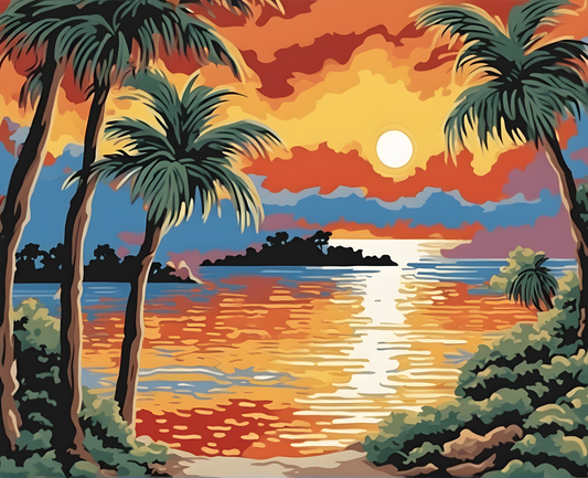 Sunset Collection OD (14) - Tropical Sunset - Van-Go Paint-By-Number Kit