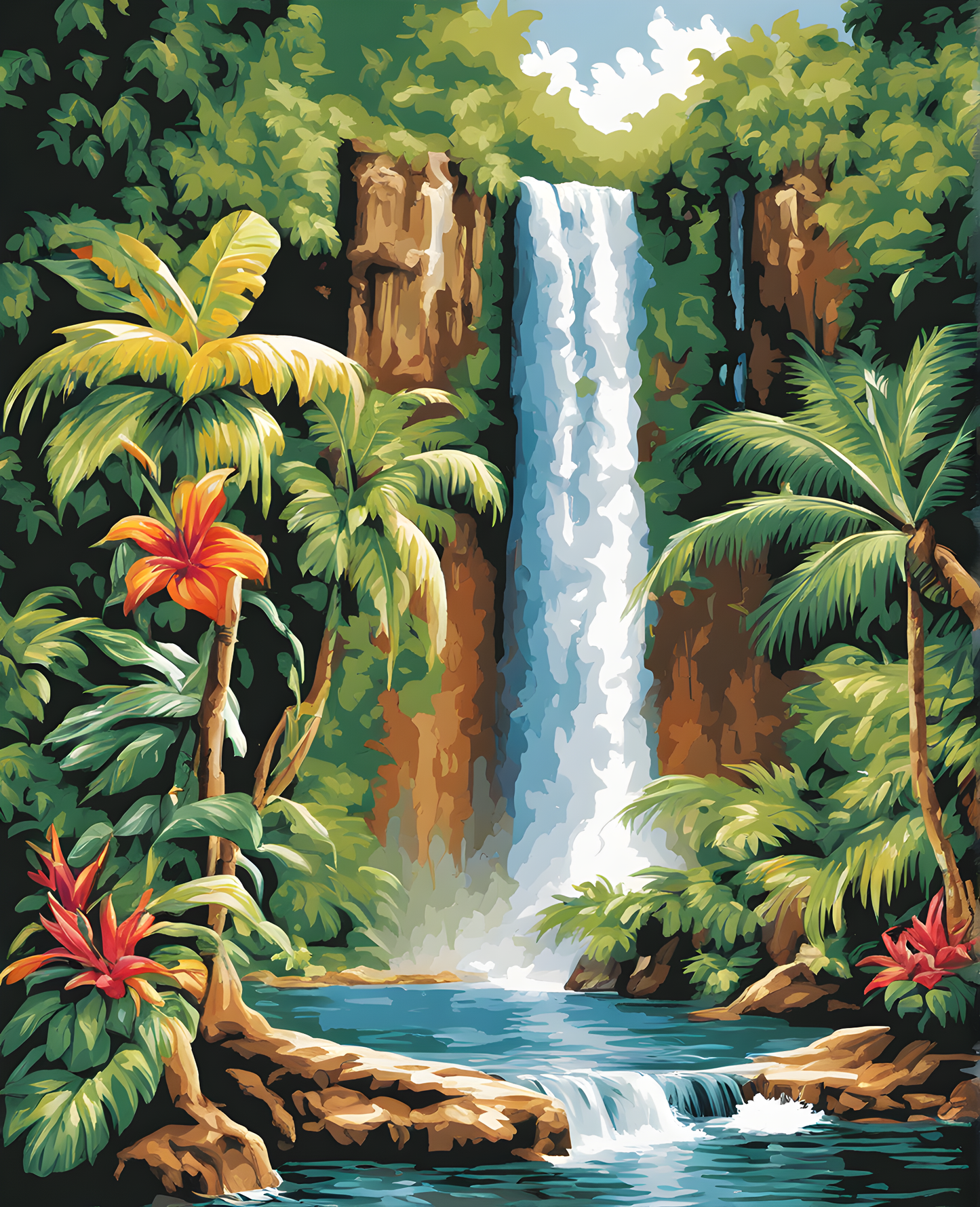 Tropical Waterfall - Van-Go Paint-By-Number Kit