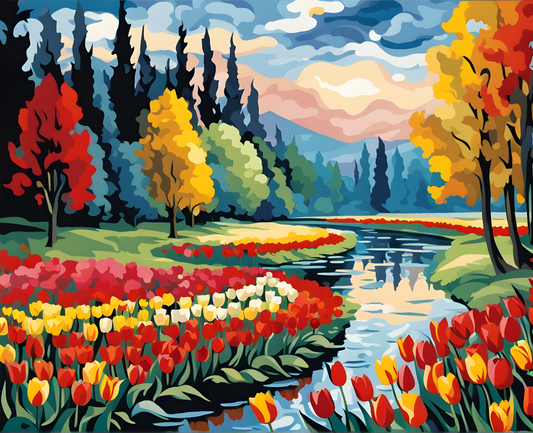 Tulips River - Van-Go Paint-By-Number Kit