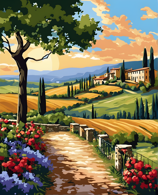 Tuscany Landscape, Italy OD (17) - Van-Go Paint-By-Number Kit