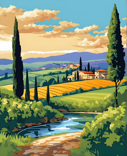 Tuscany Landscape, Italy OD (15) - Van-Go Paint-By-Number Kit