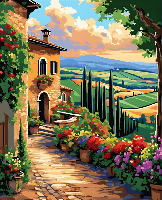 Tuscany Landscape, Italy OD (20) - Van-Go Paint-By-Number Kit