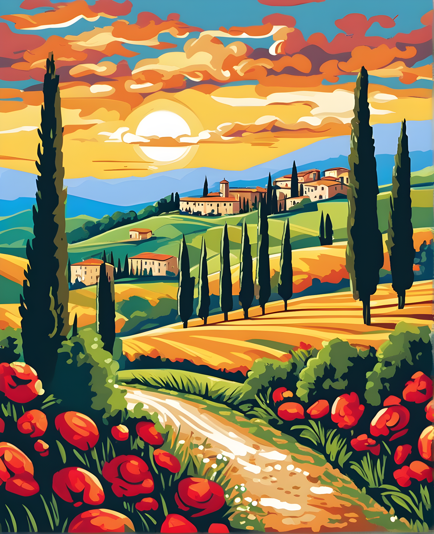 Tuscany Landscape, Italy OD (19) - Van-Go Paint-By-Number Kit