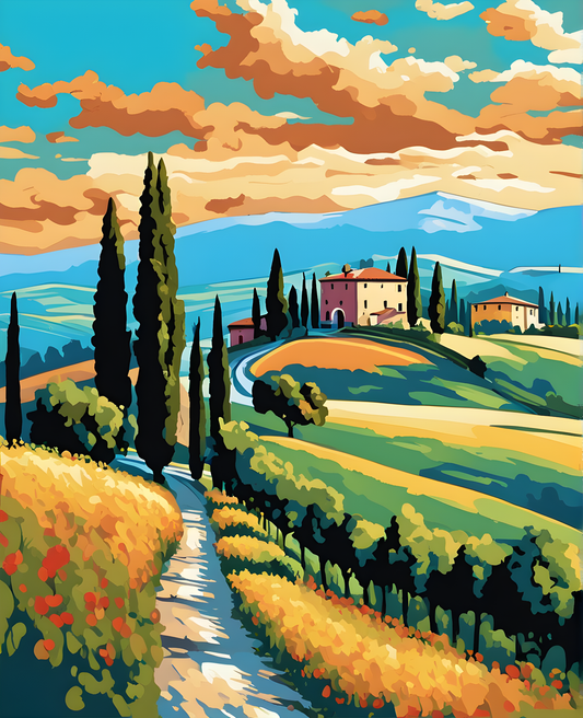 Tuscany Landscape, Italy OD (18) - Van-Go Paint-By-Number Kit
