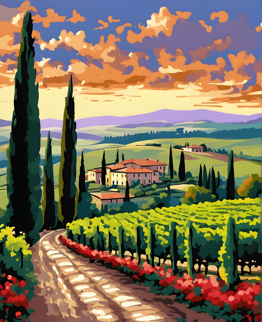 Tuscany Landscape, Italy OD (1) - Van-Go Paint-By-Number Kit