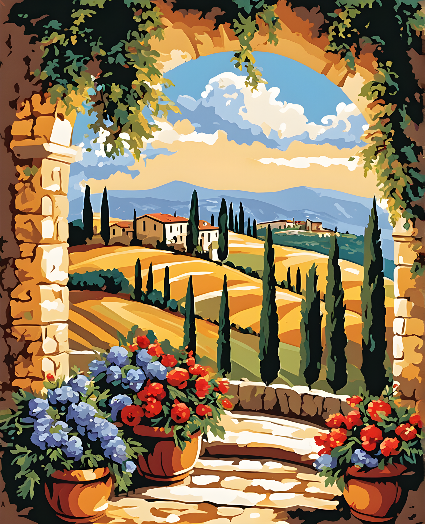 Tuscany Landscape, Italy OD (2) - Van-Go Paint-By-Number Kit