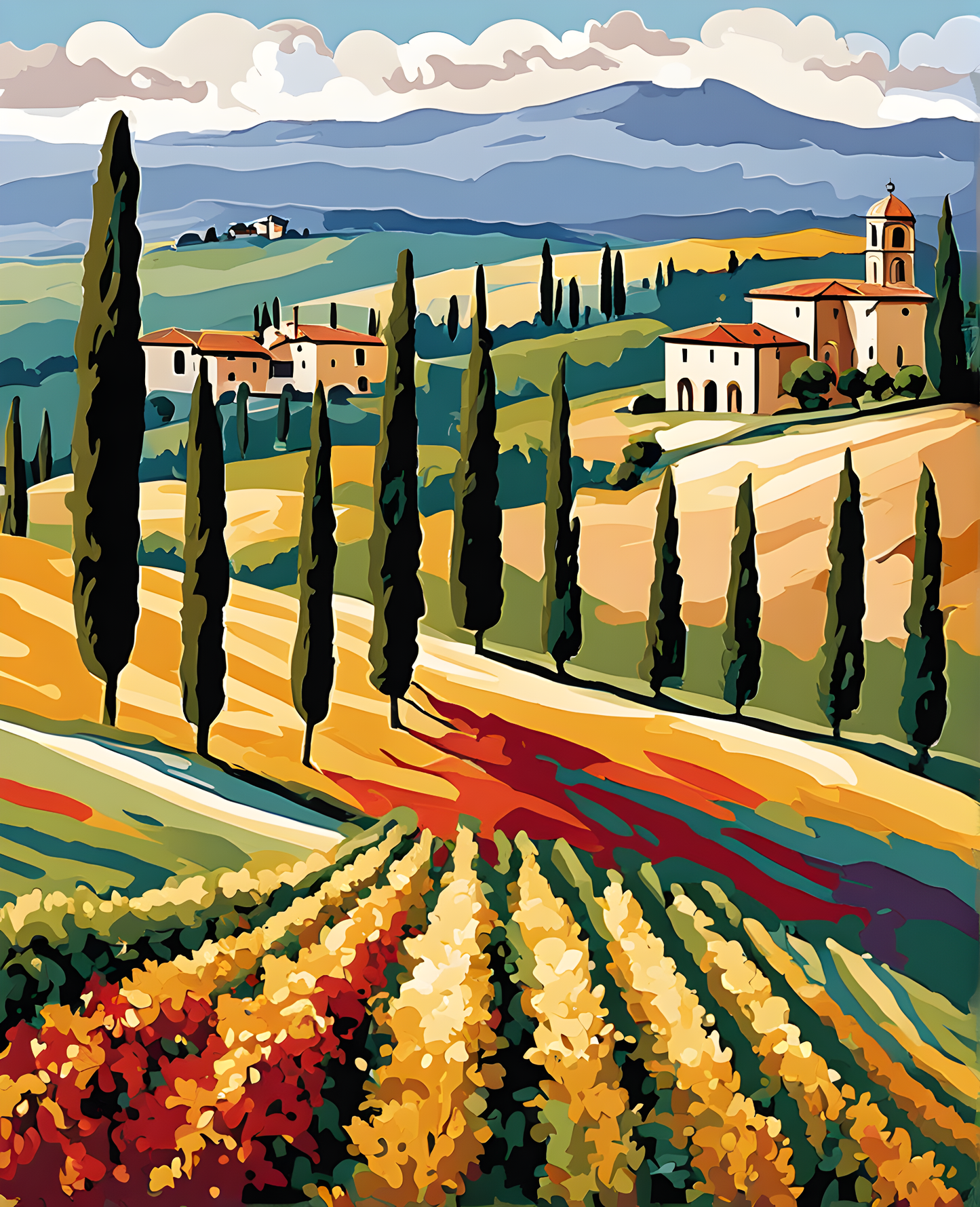 Tuscany Landscape, Italy OD (4) - Van-Go Paint-By-Number Kit