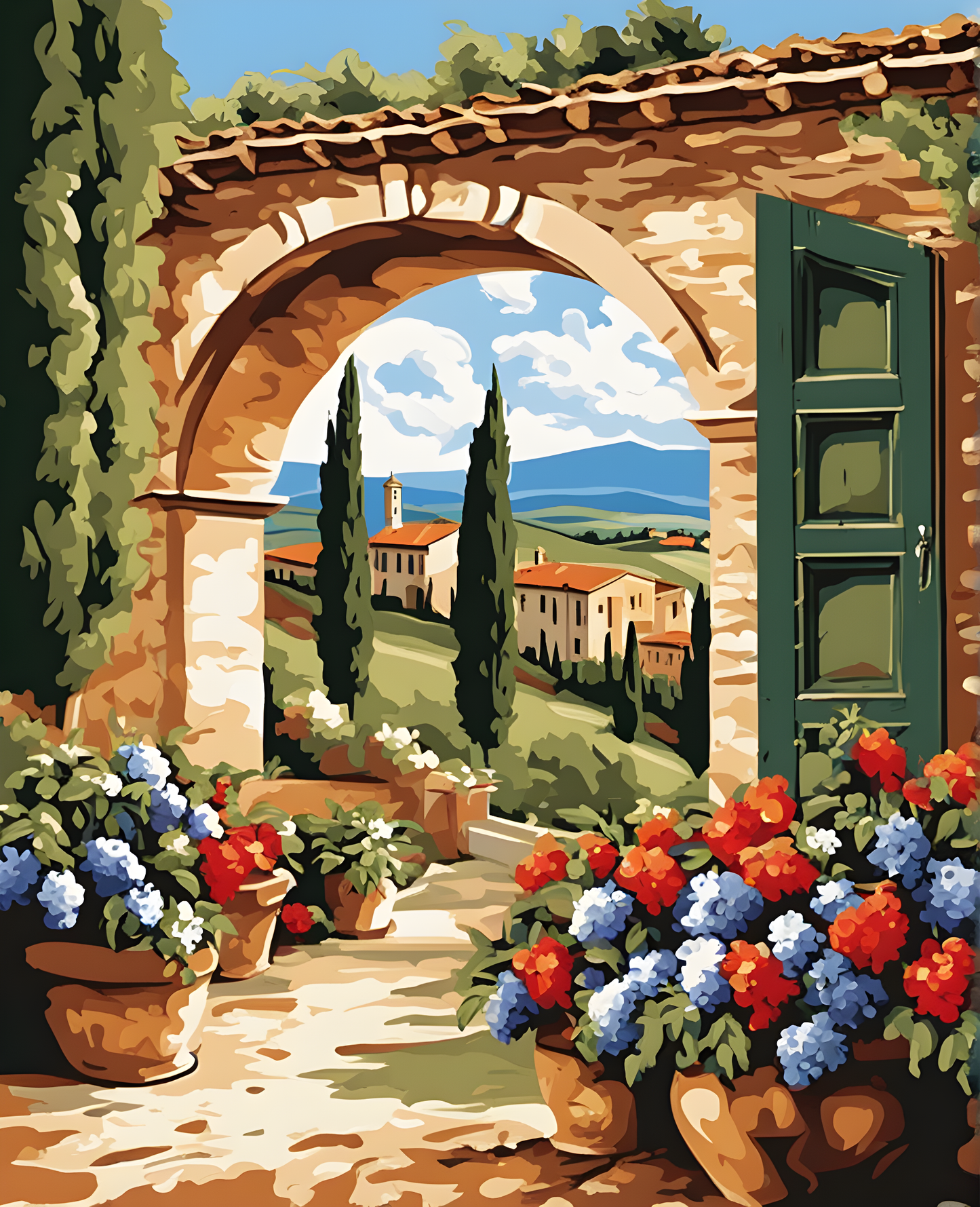 Tuscany Landscape, Italy OD (3) - Van-Go Paint-By-Number Kit