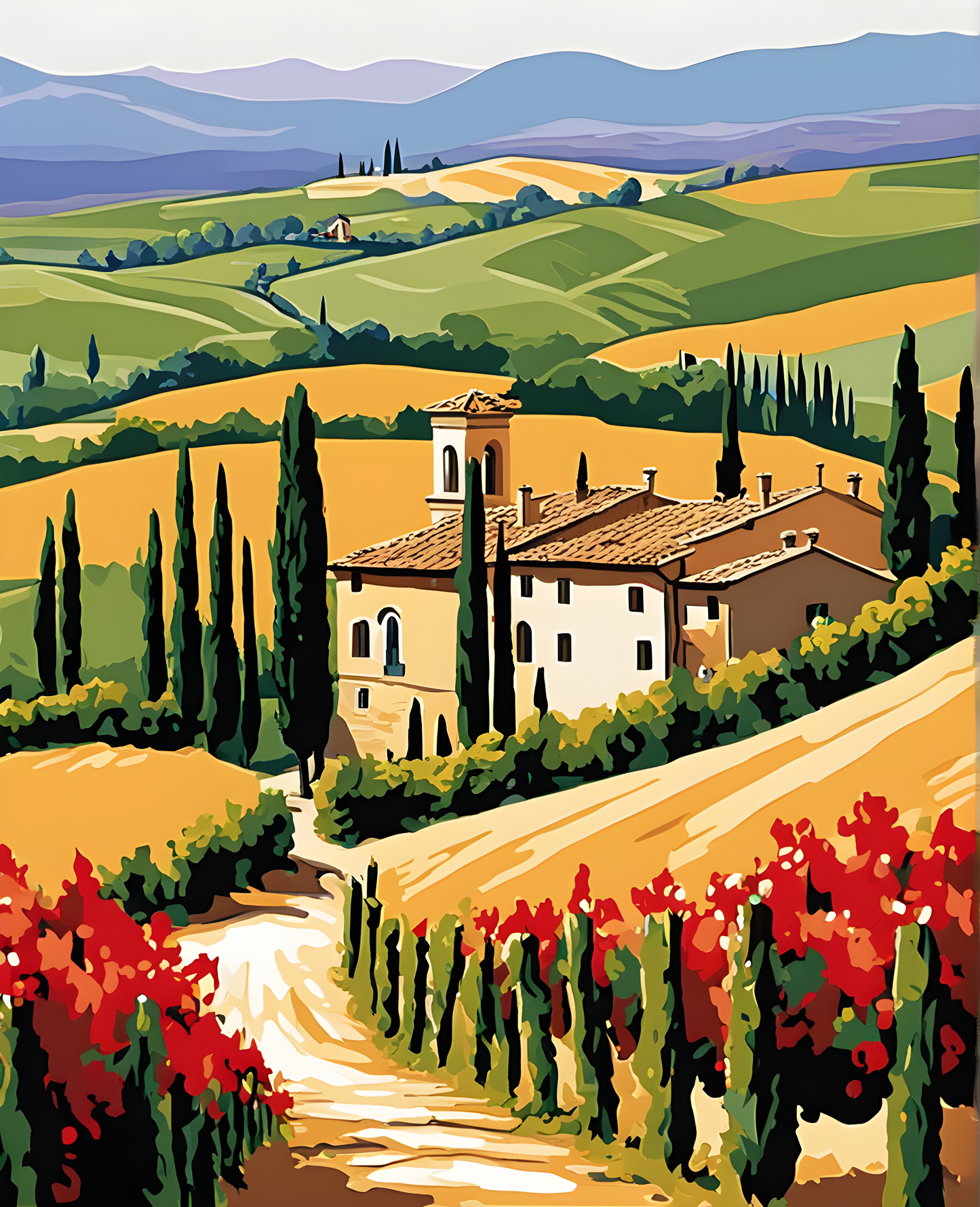 Tuscany Landscape, Italy OD (5) - Van-Go Paint-By-Number Kit