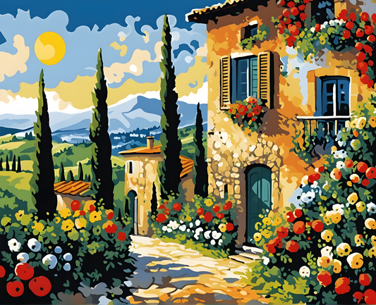 Tuscany Landscape, Italy OD (6) - Van-Go Paint-By-Number Kit