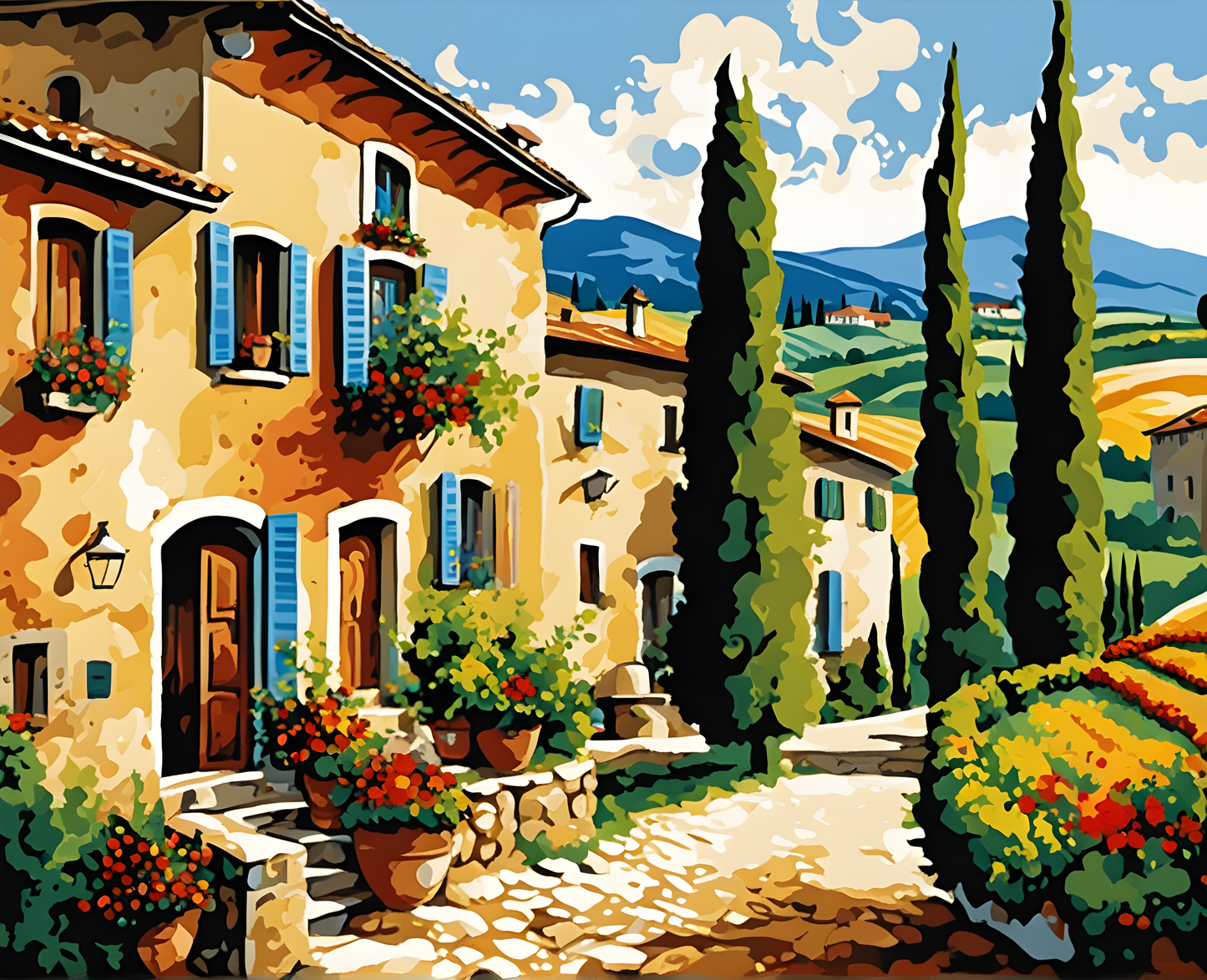 Tuscany Landscape, Italy OD (8) - Van-Go Paint-By-Number Kit