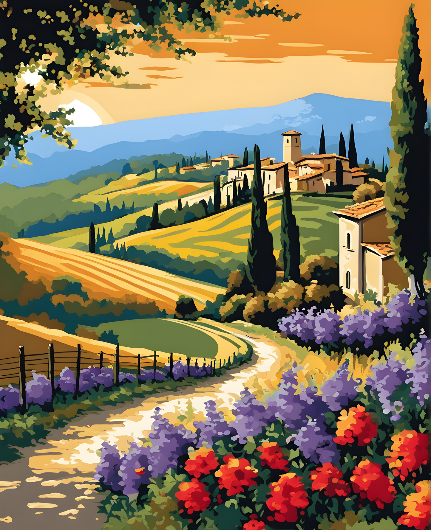 Tuscany Landscape, Italy OD (9) - Van-Go Paint-By-Number Kit