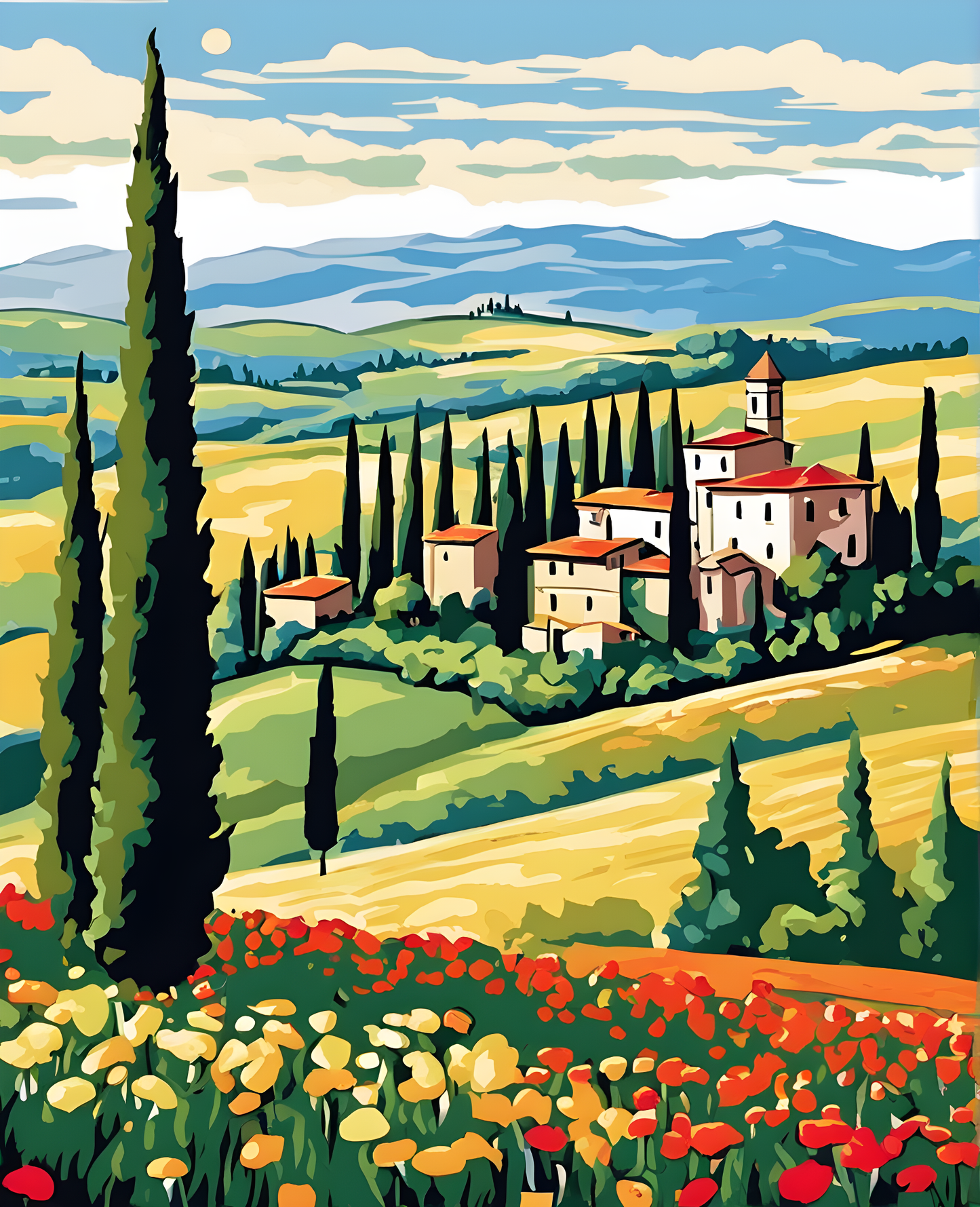 Tuscany Landscape, Italy OD (10) - Van-Go Paint-By-Number Kit
