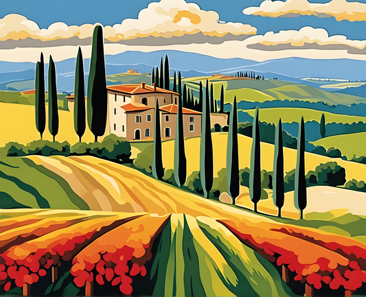 Tuscany Landscape, Italy OD (14) - Van-Go Paint-By-Number Kit