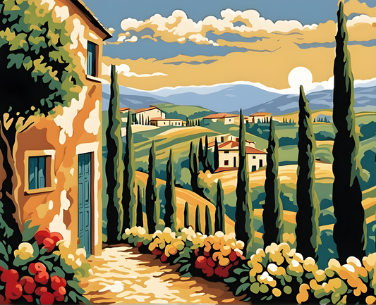 Tuscany Landscape, Italy OD (13) - Van-Go Paint-By-Number Kit