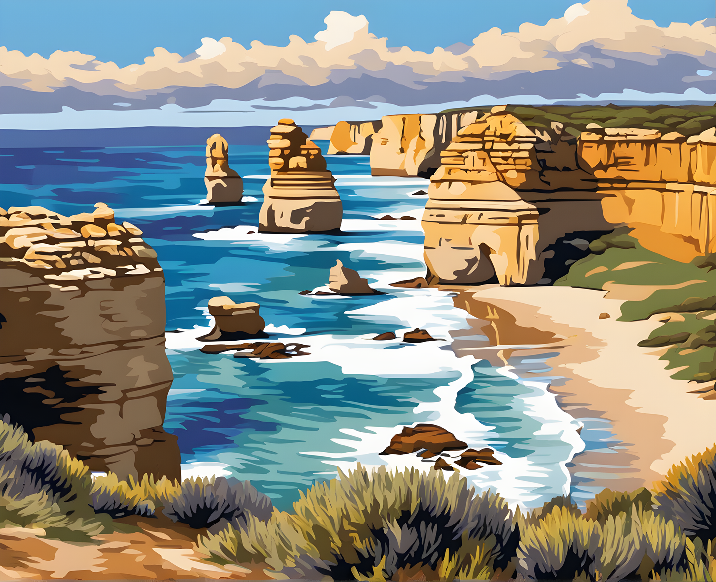 Amazing Places OD (335) - Twelve Apostles Marine National Park, Australia - Van-Go Paint-By-Number Kit