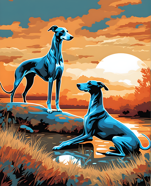 Two Greyhounds in a Landscape (1) - Van-Go Paint-By-Number Kit