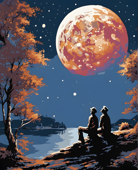Two Men Contemplating the Moon (2) - Van-Go Paint-By-Number Kit