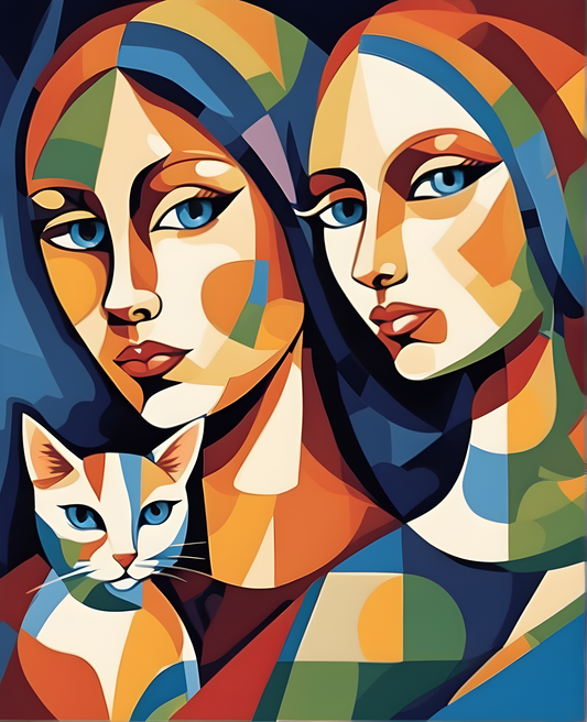 Two Women with Cat - Van-Go Paint-By-Number Kit