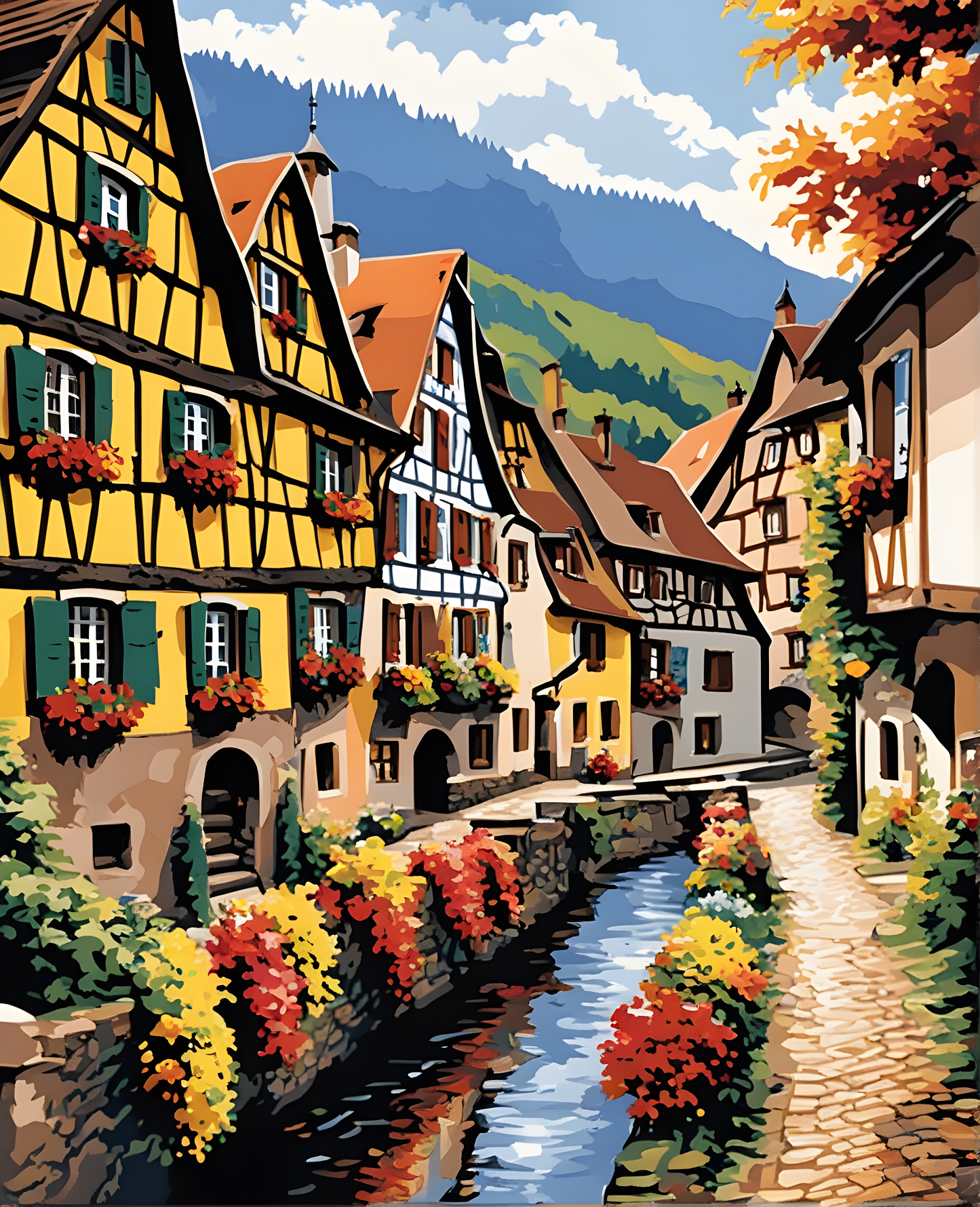 Typical  Alsace Village - Van-Go Paint-By-Number Kit