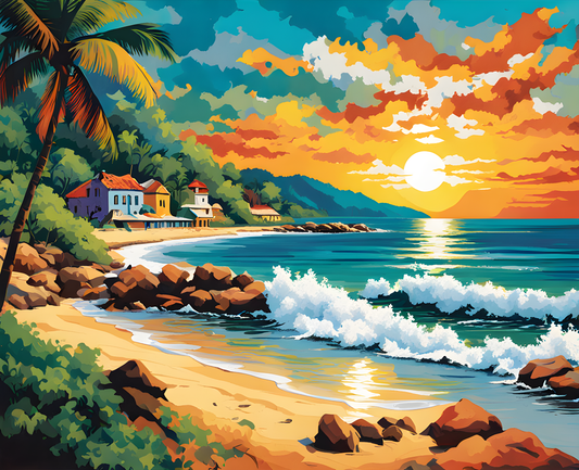 Sri Lanka Collection PD (27) - Unawatuna Beach -  Van-Go Paint-By-Number Kit