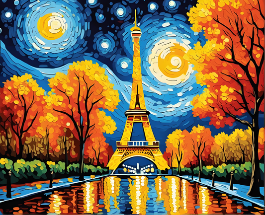 Starry Night Collection OD (4) - Eiffel Tower - Van-Go Paint-By-Number Kit