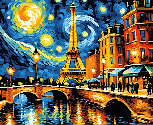 Starry Night Collection OD (3) - Eiffel Tower - Van-Go Paint-By-Number Kit