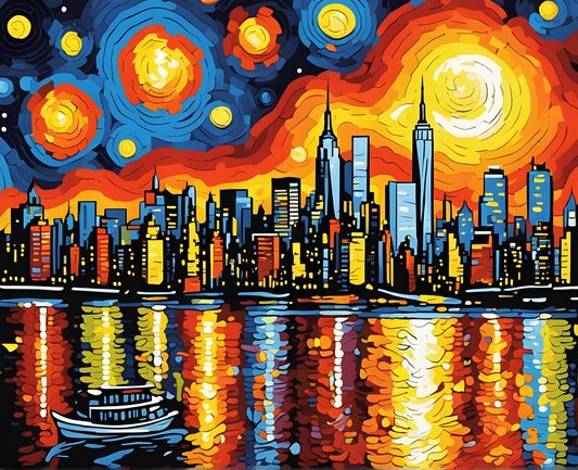 Starry Night Collection OD (9) - over New York City - Van-Go Paint-By-Number Kit