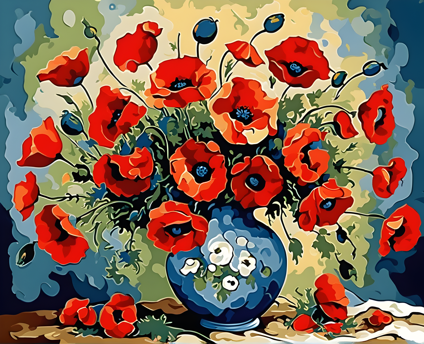 Vase with poppies PD - Van-Go Paint-By-Number Kit