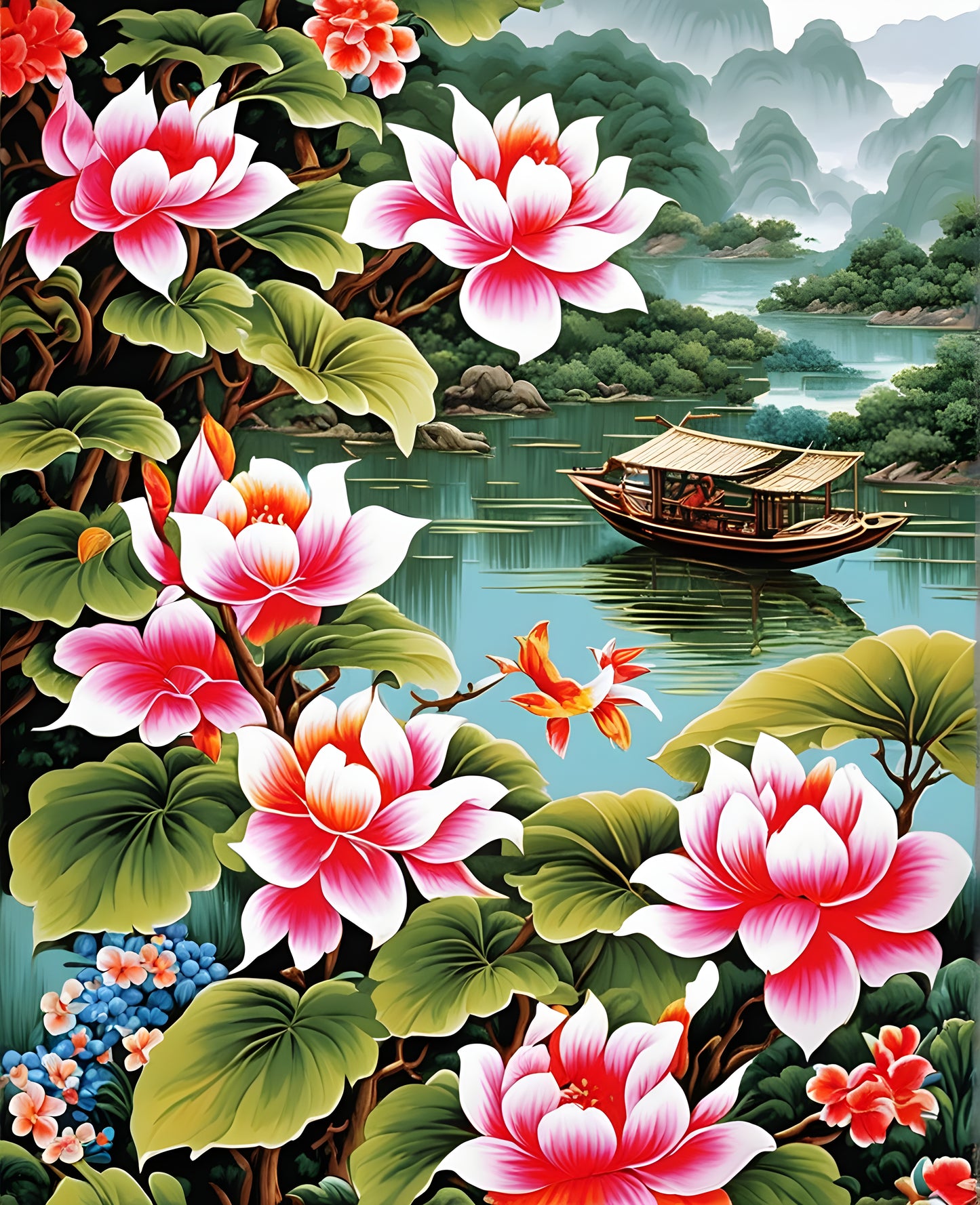 Vietnamese Silk Art OD (8) - Van-Go Paint-By-Number Kit