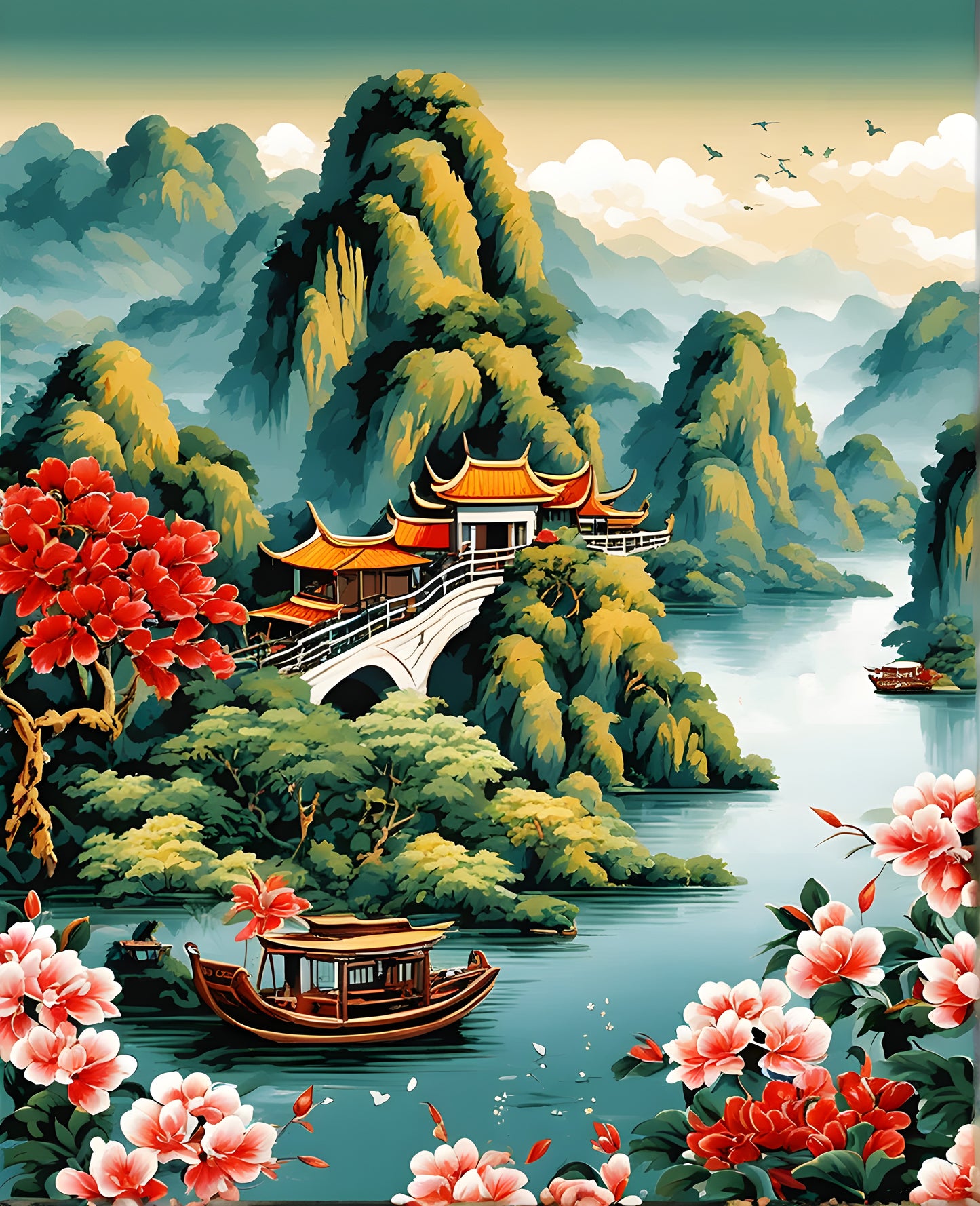 Vietnamese Silk Art OD (15) - Van-Go Paint-By-Number Kit