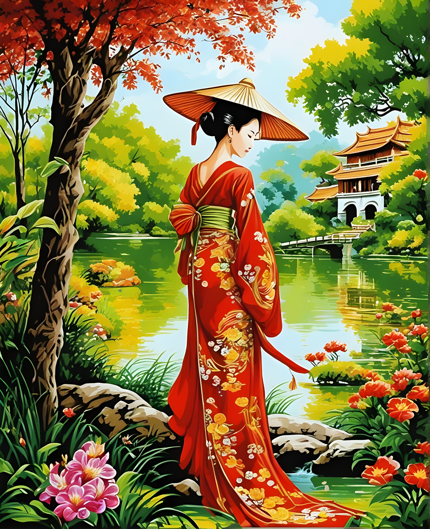 Vietnamese Silk Art OD (7) - Van-Go Paint-By-Number Kit