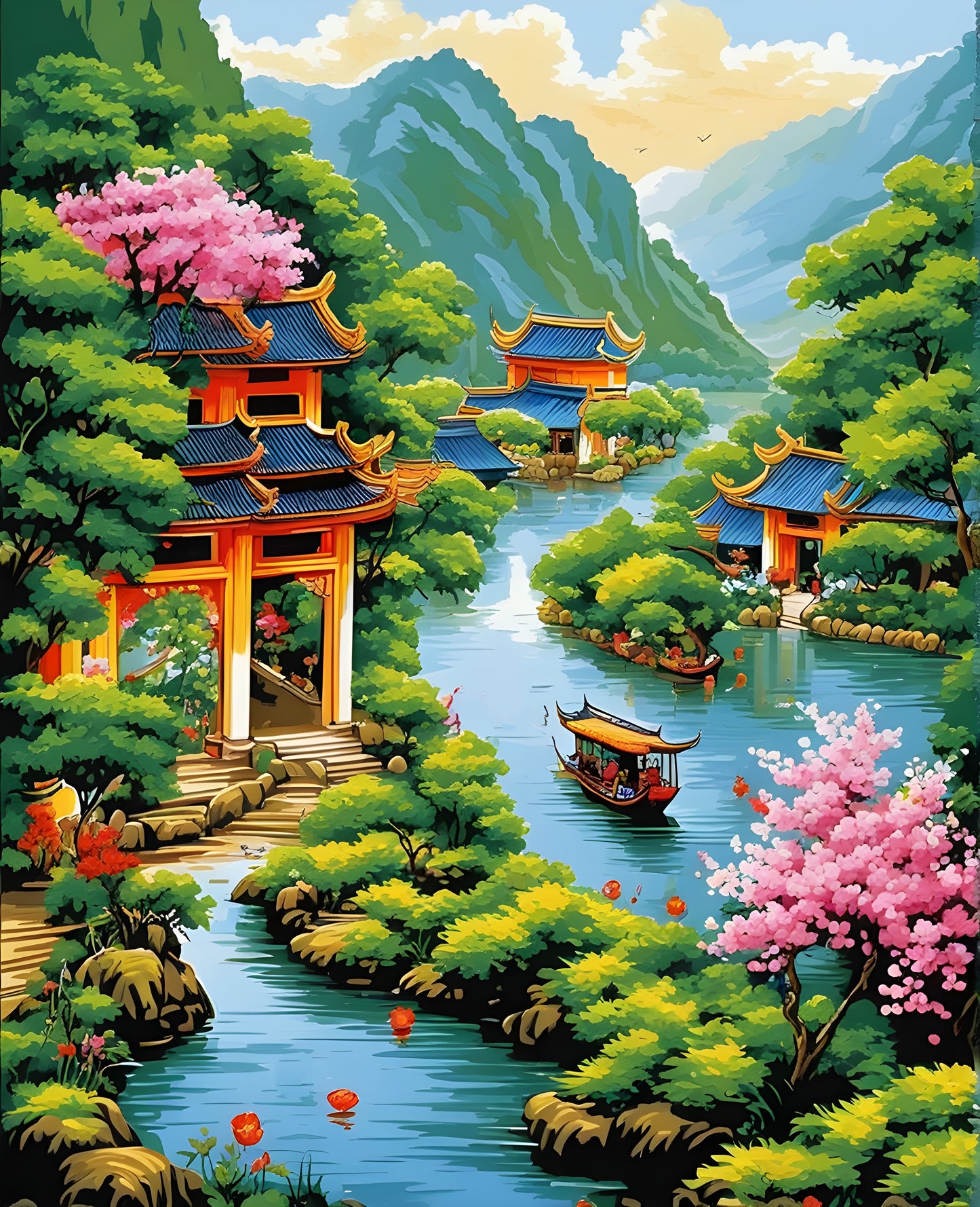 Vietnamese Silk Art OD (4) - Van-Go Paint-By-Number Kit