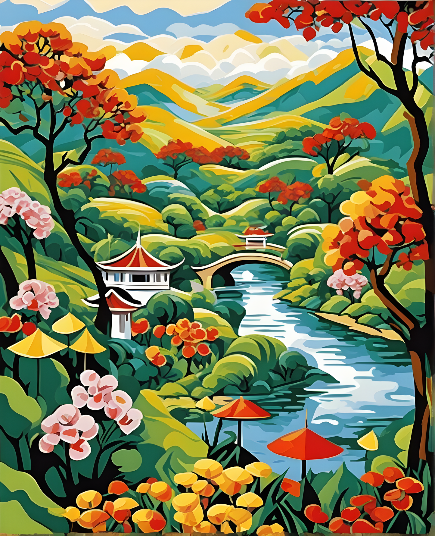 Vietnamese Silk Art OD (9) - Van-Go Paint-By-Number Kit