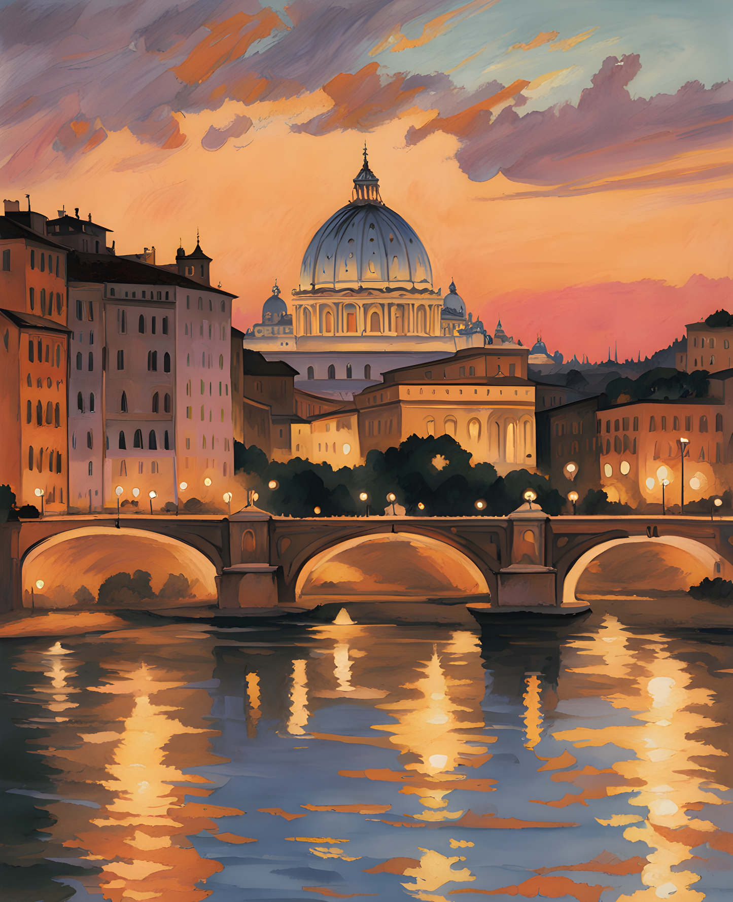 View of Rome in the Evening Light (1) - Van-Go Paint-By-Number Kit