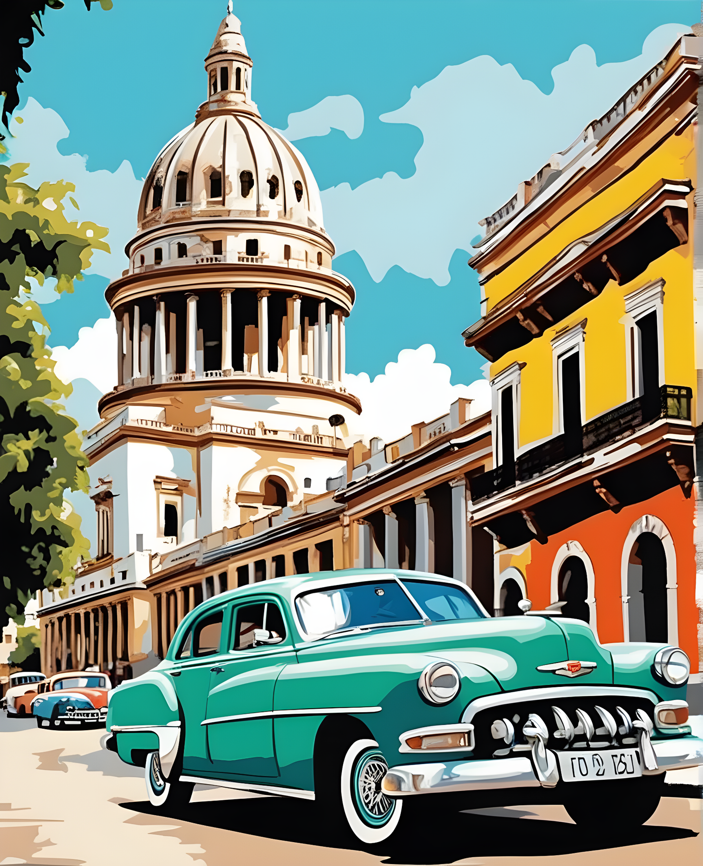 Vintage Car In Old Havana (3) - Van-Go Paint-By-Number Kit