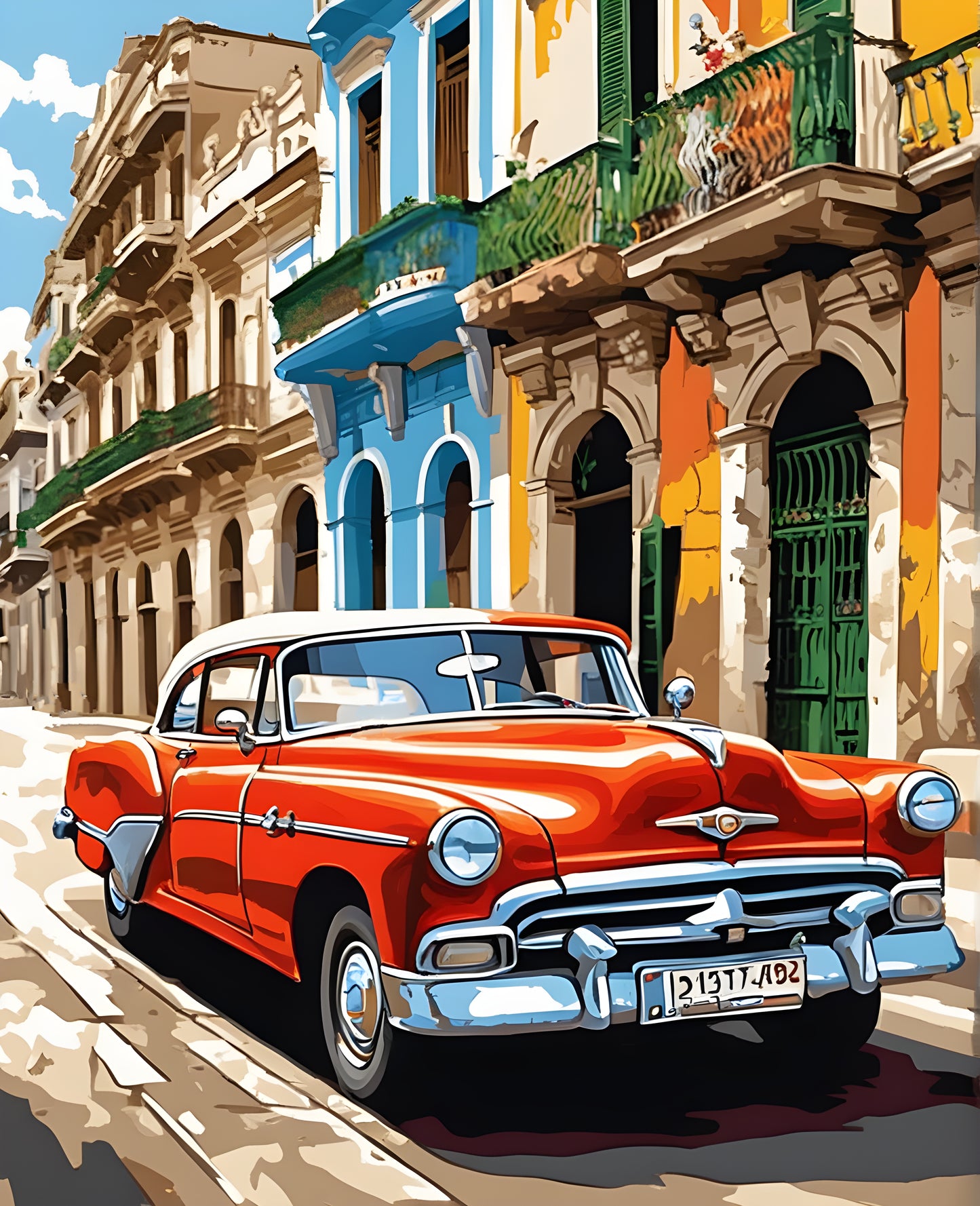 Vintage Car In Old Havana (2) - Van-Go Paint-By-Number Kit