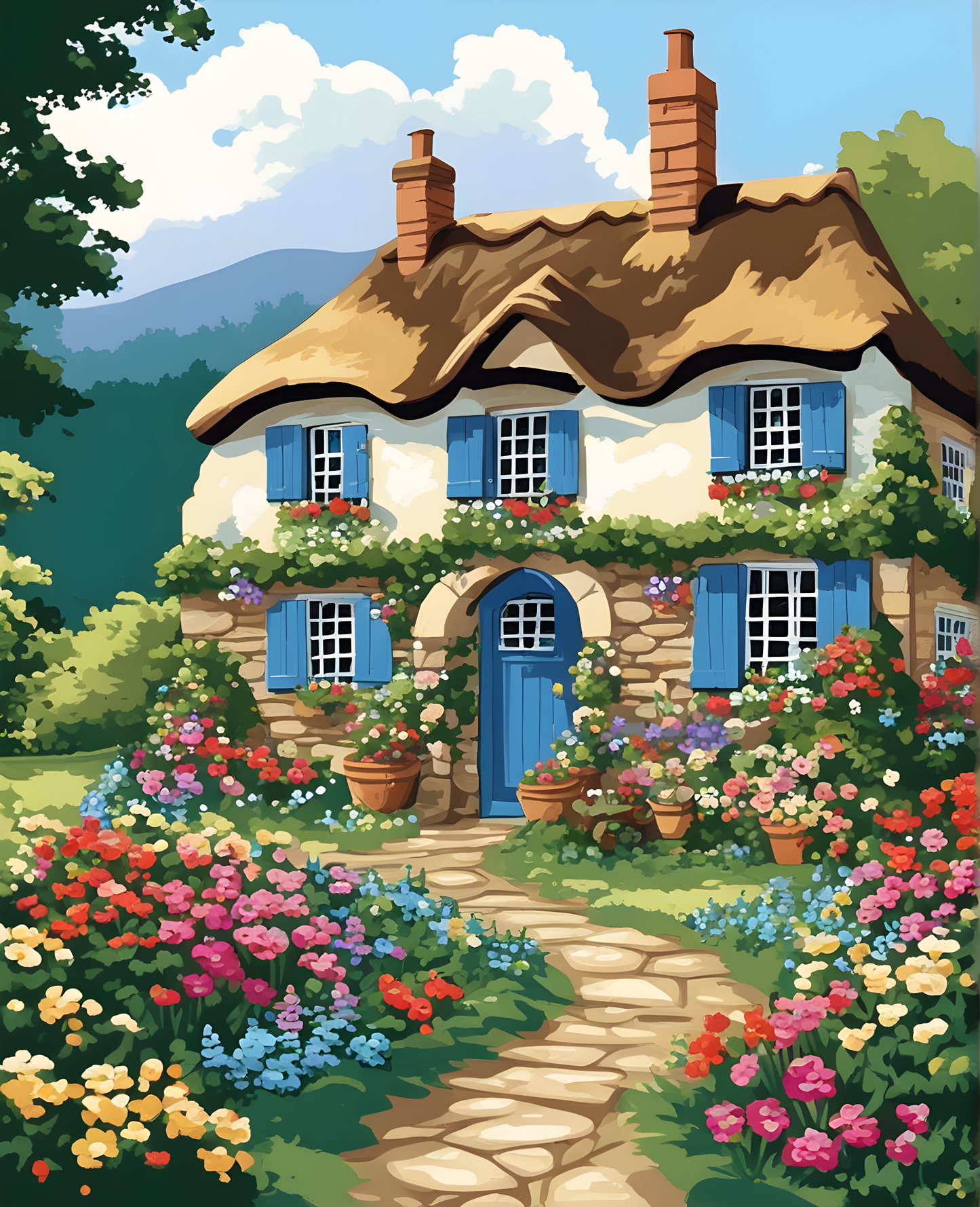 Vintage Cottage, England - Van-Go Paint-By-Number Kit