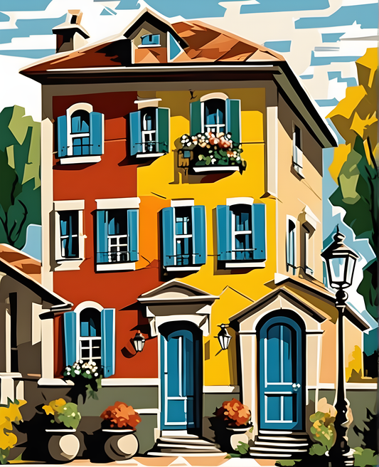 Vintage European Houses - Van-Go Paint-By-Number Kit
