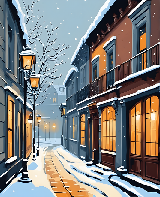 Vintage European Street (2) - Van-Go Paint-By-Number Kit