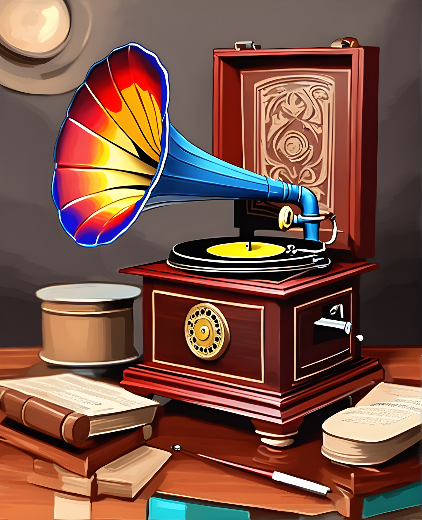 Vintage Gramophone (1) - Van-Go Paint-By-Number Kit