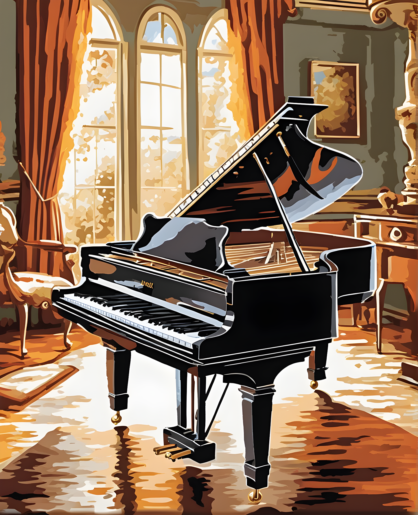 Vintage Grand Piano (1) - Van-Go Paint-By-Number Kit