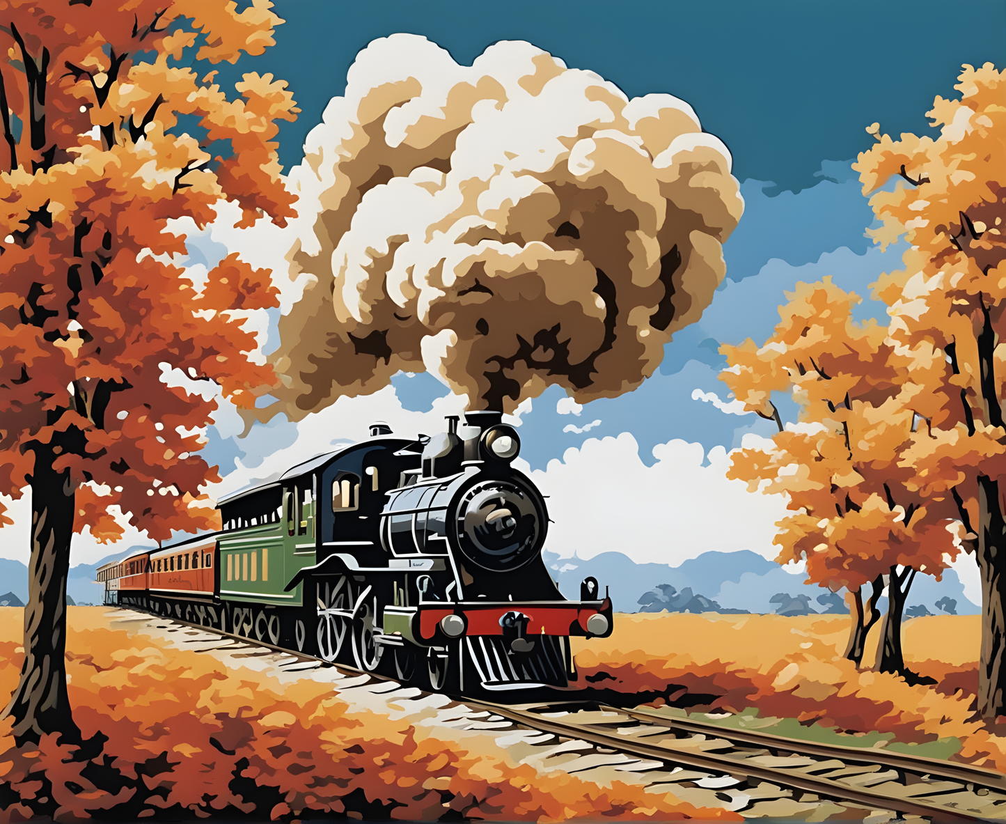 Vintage Mail Steam Train - Van-Go Paint-By-Number Kit