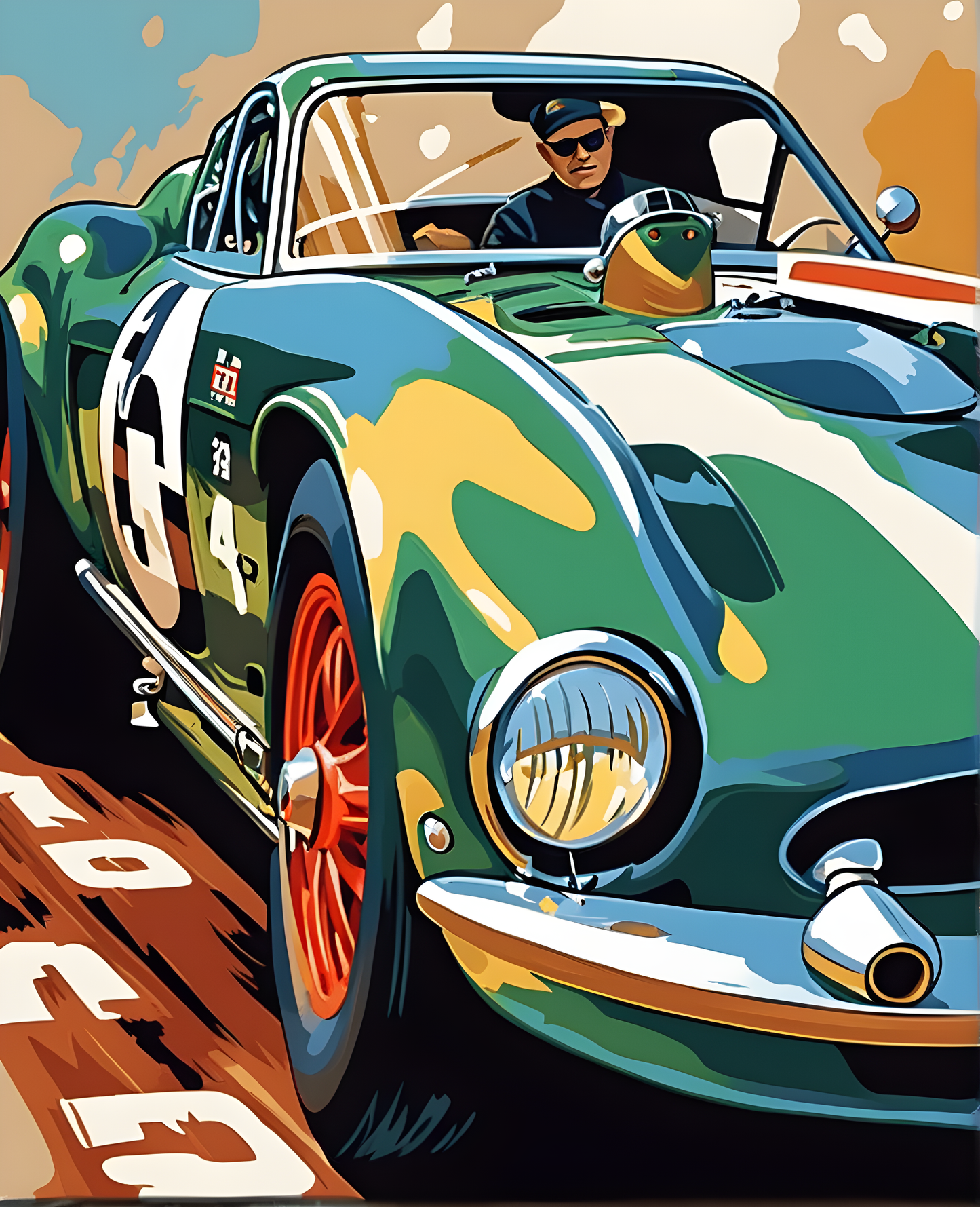 Vintage Race Car (1) - Van-Go Paint-By-Number Kit