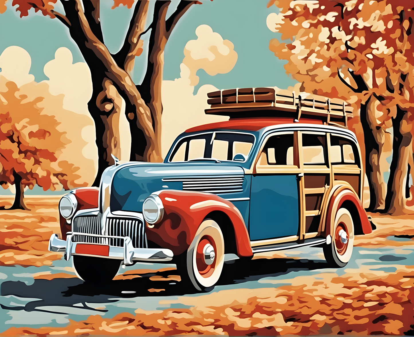 Vintage Woody Wagon (2) - Van-Go Paint-By-Number Kit